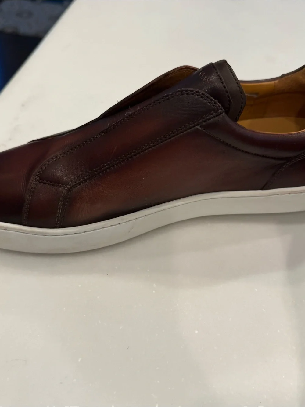 Magnanni Mens Gaslon Dress Sneakers Brown Leather Slip-On Sz US 8.5 EU 41.5 NEW
